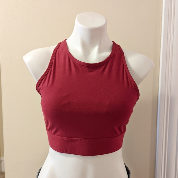 Fabletics Other - Fabletics maroon color high neck back criss cross sports bra size Medium